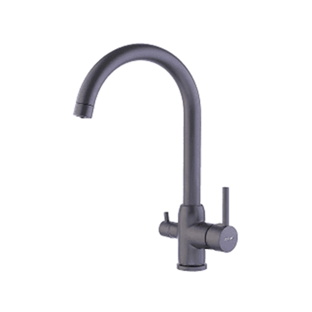 Смеситель для кухни VEROSA SK-12-12-Graphite с каналом для чистой воды, латунь, графит, карт. D35,Г-