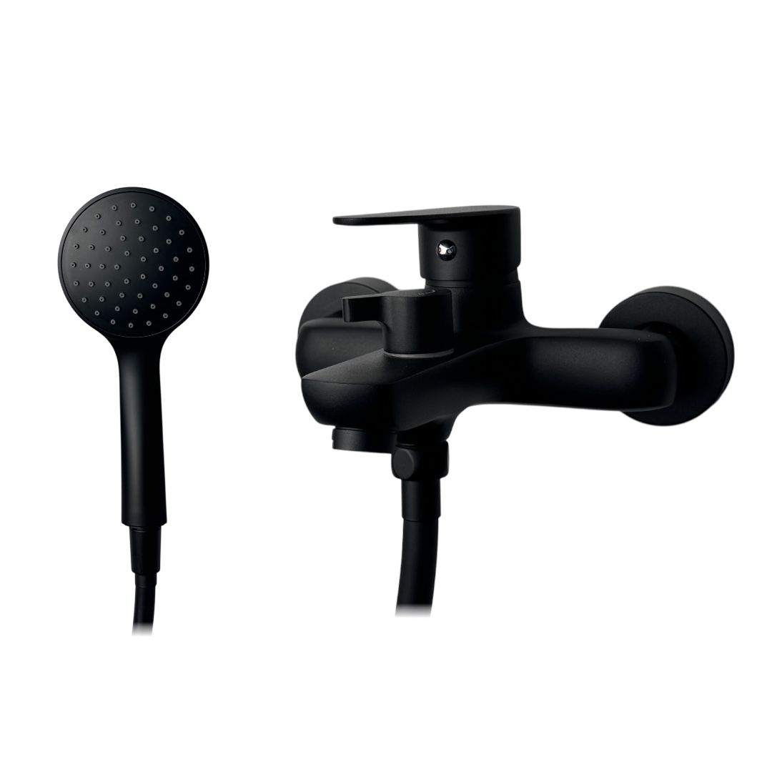 Смеситель для ванны VEROSA SV-06-03-B Чёрный (излив короткий., картридж D35, держатель, шланг, лейка