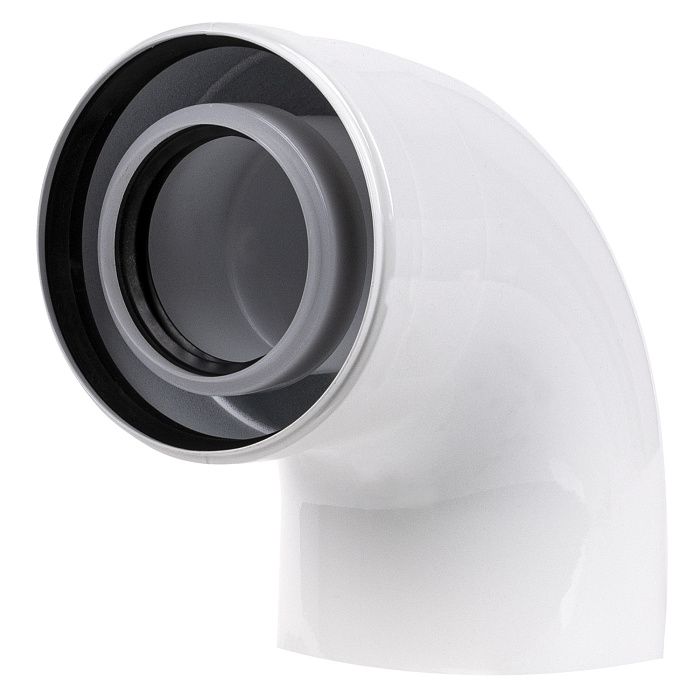 Отвод коаксиальный Royal Thermo 60/100, 90 гр. M/F для конденсационных котлов, RTF20.069