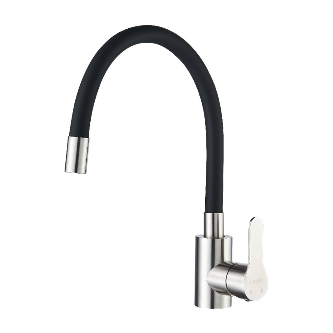 Кухонный смеситель с гибким изливом, сатин/черный SOL193B-2 La Oute