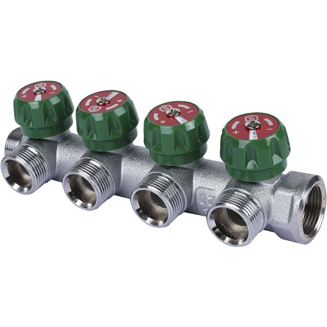 Коллектор регулирующий 3/4 , 2 отвода 3/4 ЕК, STOUT SMB-6850-343402