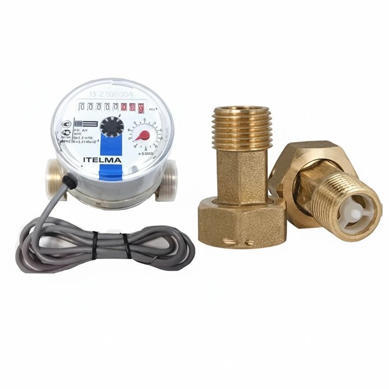 Водосчётчик ITELMA Ду 15мм (импульсный, универсал) (L-80мм, Qn1.5, 10л/имп) с присоединителями