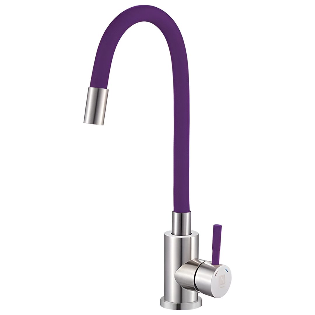 Смеситель для кухни ARGO SOLID гибкий излив, фиолетовый, однорычажный, d-35 нержавеющая сталь