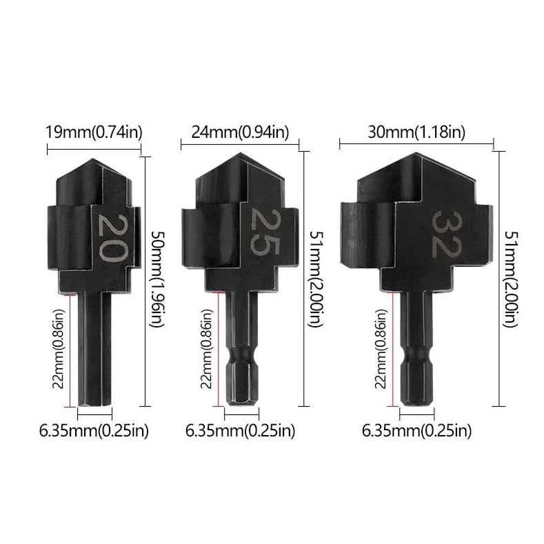 Комплект фрез для восстановления PPR фитингов DN 20-25-32