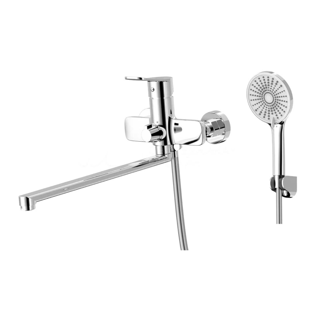 Смеситель AWP Teza S0851C универсальный для ванны с плоским изливом 380мм, хром