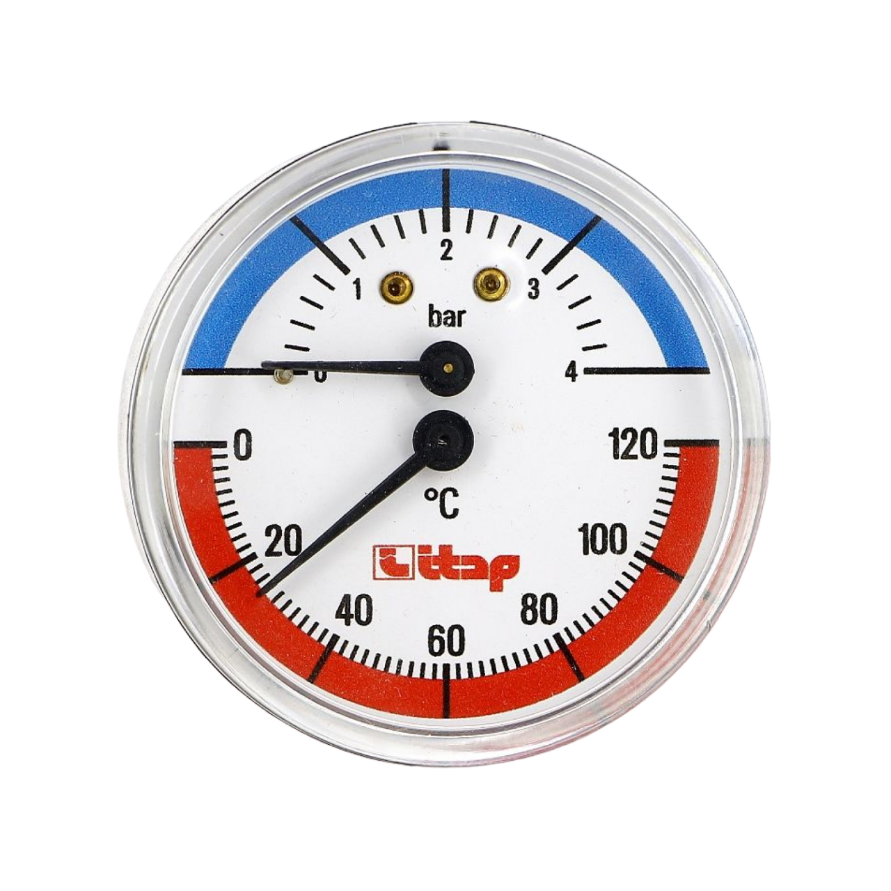 Термоманометр осевой ITAP (0-4 бара) (0-120), D=63мм, G1/2