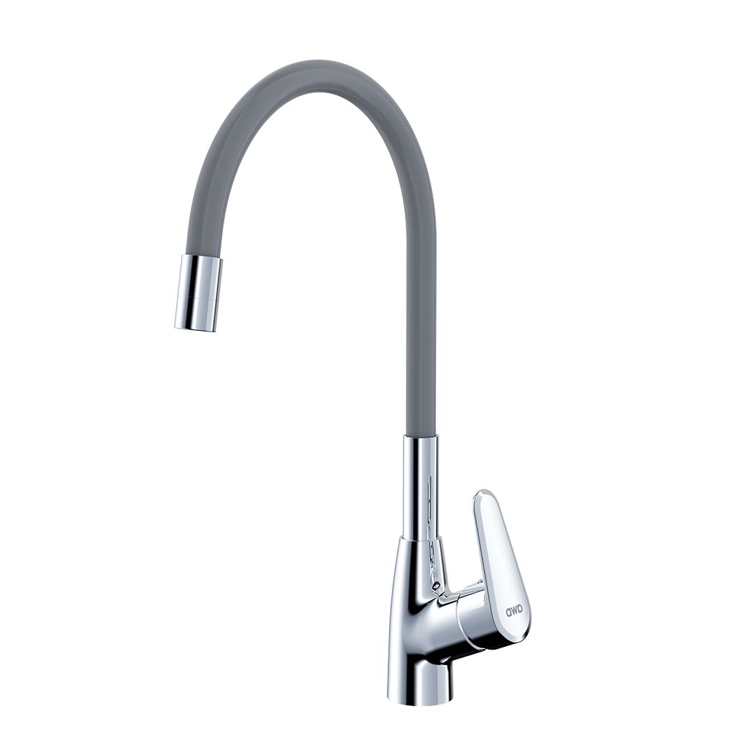 Смеситель AWP Sintur K1003CG для кухни с гибким силиконовым изливом, хром/серый