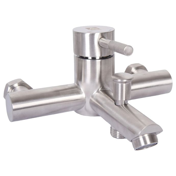 Смеситель для ванны ARGO SOLID d-35 нерж. сталь, короткий нос