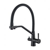 Кухонный смеситель под фильтр с гибким изливом, цвет черный BTC103SH-2 La Oute