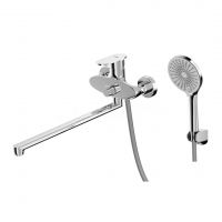 Смеситель AWP Narbus S0251C универсальный для ванны с плоским изливом 380мм, хром