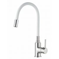 Смеситель для кухни с силиконовым изливом VADOOM, 35мм, белый хром, V848899-3