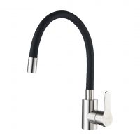 Кухонный смеситель с гибким изливом, сатин/черный SOL193B-2 La Oute