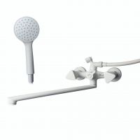 Смеситель для ванны VEROSA SV-05-06-07-W Белый (маховик метал, кран-букса 1/2 керамика, лейка, шланг