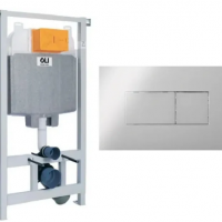 Комплект инсталляция OLI 120 ECO Sanitarblock pneumatic + Панель KARISMA, двойной слив. Хром глянец