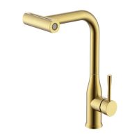 Смеситель для кухни с выдвижным изливом Splenka сатин золотой (брашированное золото) S206.49.03